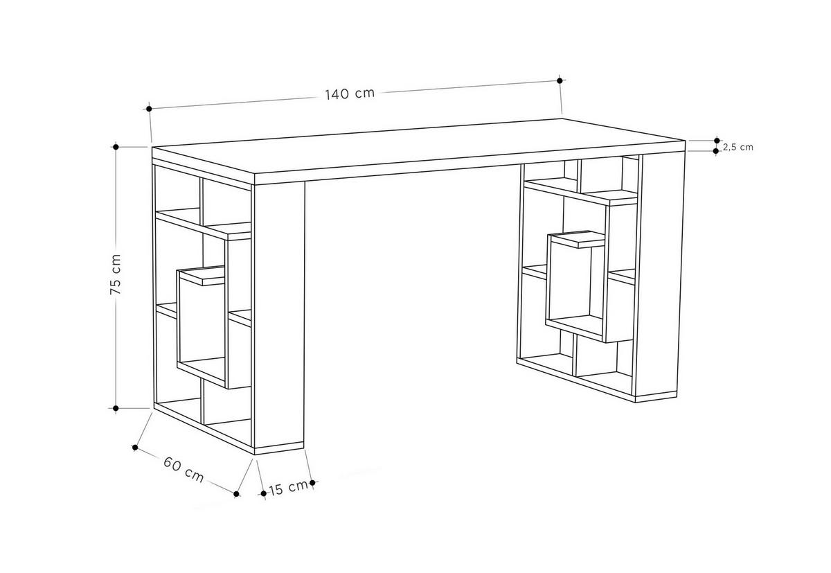 SCHREIBTISCH maze weiss - Weiß, Holz (140/60/75cm) - Habitat Garten