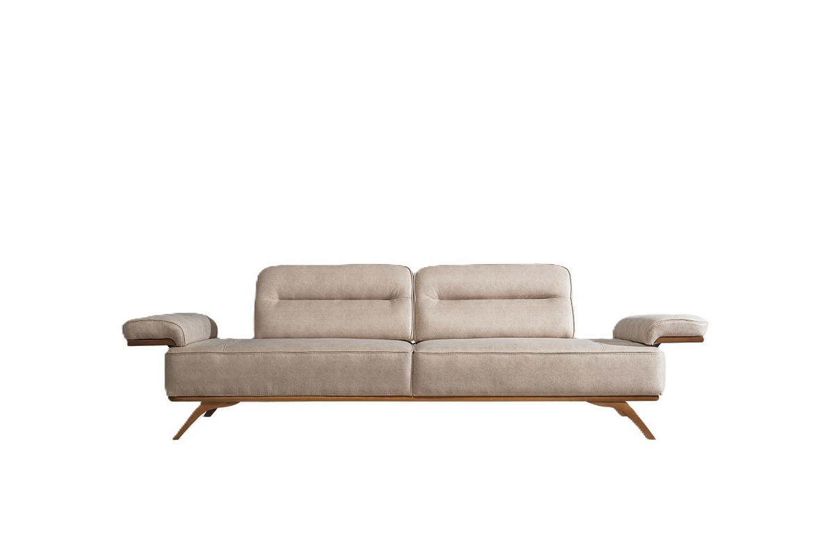 2 Sitzer SOFA Andorra Samt Dunkelbeige - Beige, Holz/Textil (200/83/97cm) - Villa Möbel