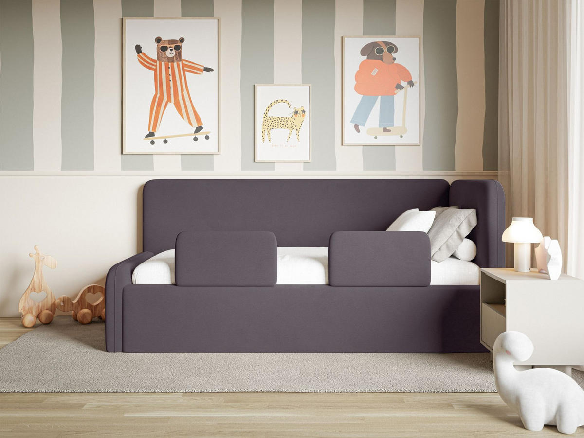 KINDERBETT Fanko Samt Violett 90x200 cm - Lila/Schwarz, Kunststoff/Textil (90/200cm) - Selsey