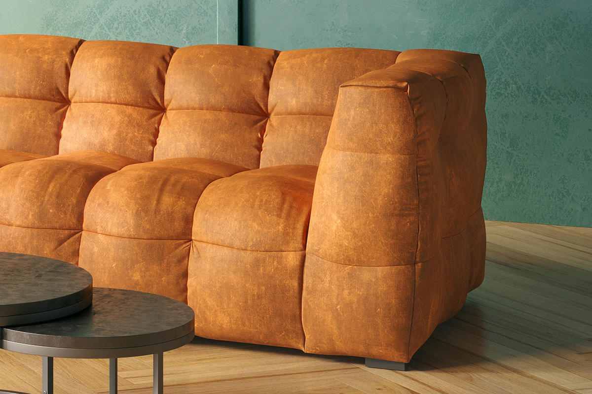 ECKSOFA RIO Gold Velvet - Goldfarben/Schwarz, Textil (319/170cm) - KAWOLA