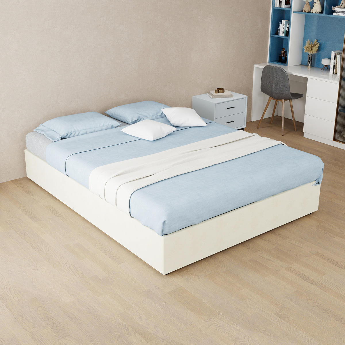 POLSTERBETT 140/200 cm mit stabiler Konstruktion und Gasdruckfedern, Beige - Beige, Textil (140/200cm) - Redom