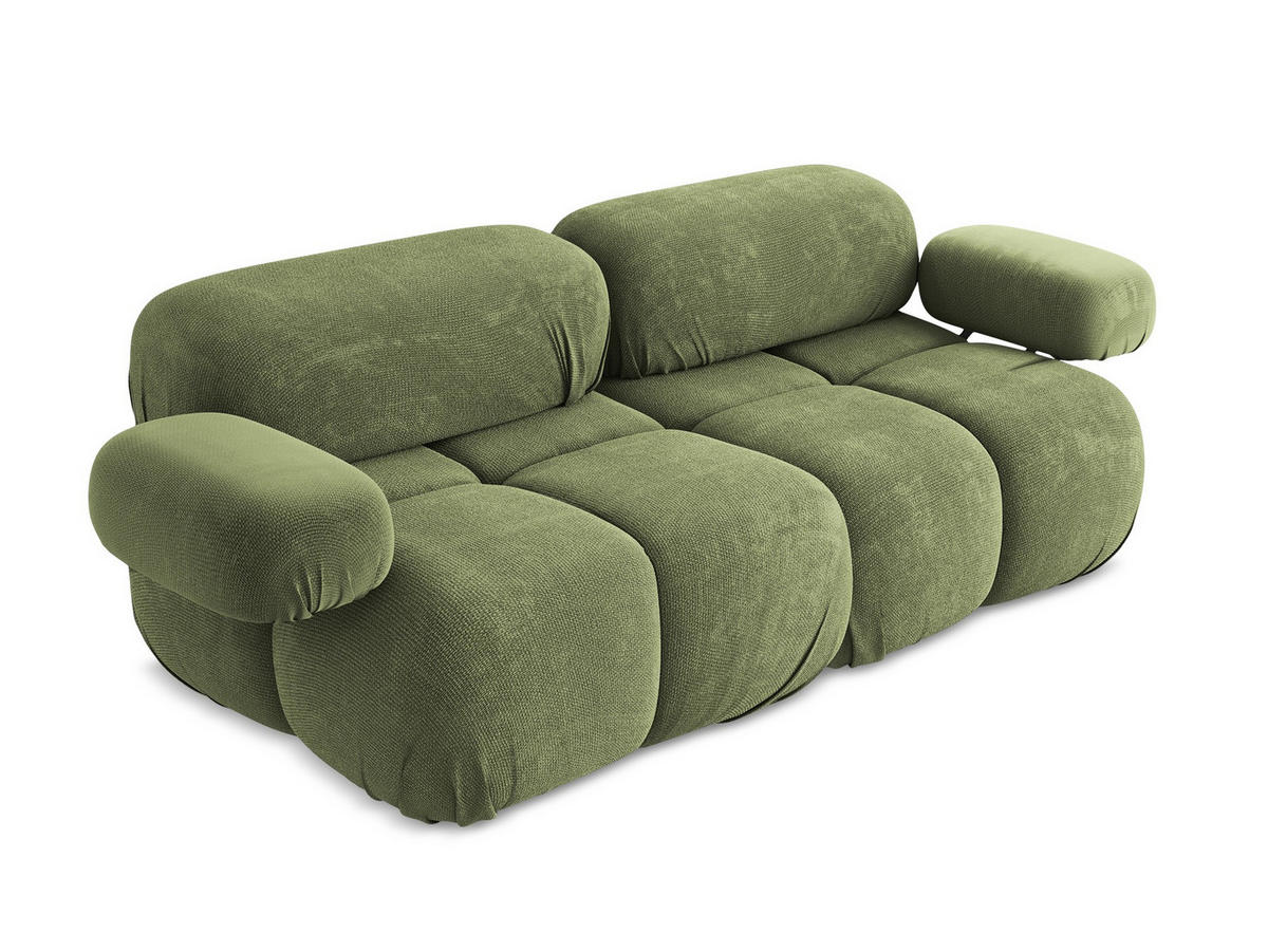 2-SITZER-SOFA Chenille Stoff Grün - Schwarz/Grau, Kunststoff/Textil (190/70/96cm) - Makamii