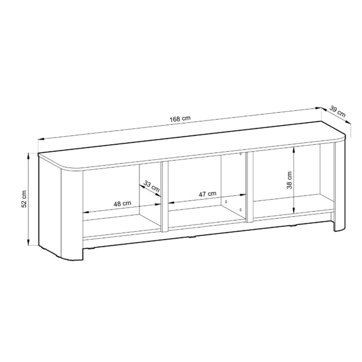 ABGERUNDETES TV-Board AURA RTV3D (Eiche Vicenza, Push to Open) - Eichefarben, Holz/Holzwerkstoff (168/52/39cm) - Ravio
