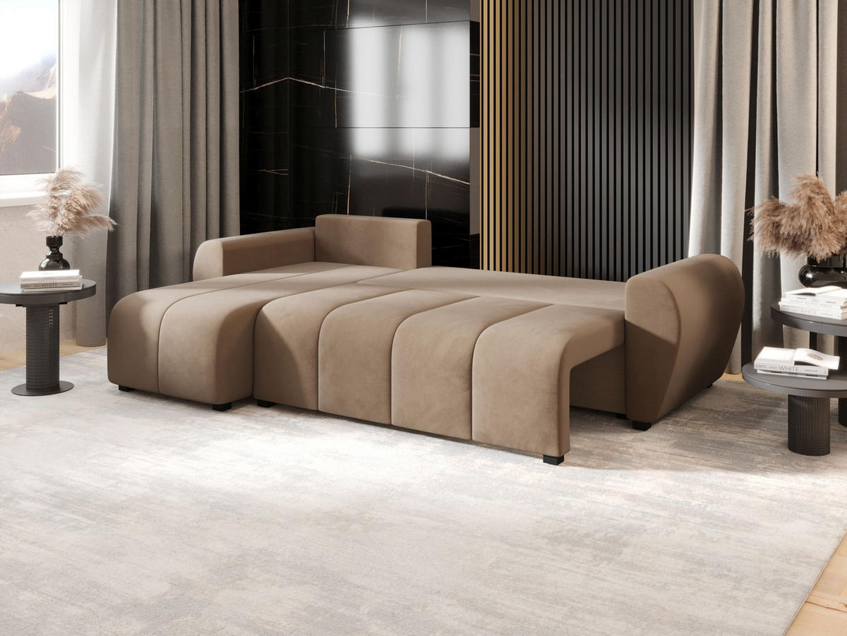 ECKSOFA MOLISA L Itaka 48 Rechts mit Schlaffunktion - Braun, Textil (245/145cm) - Bedante