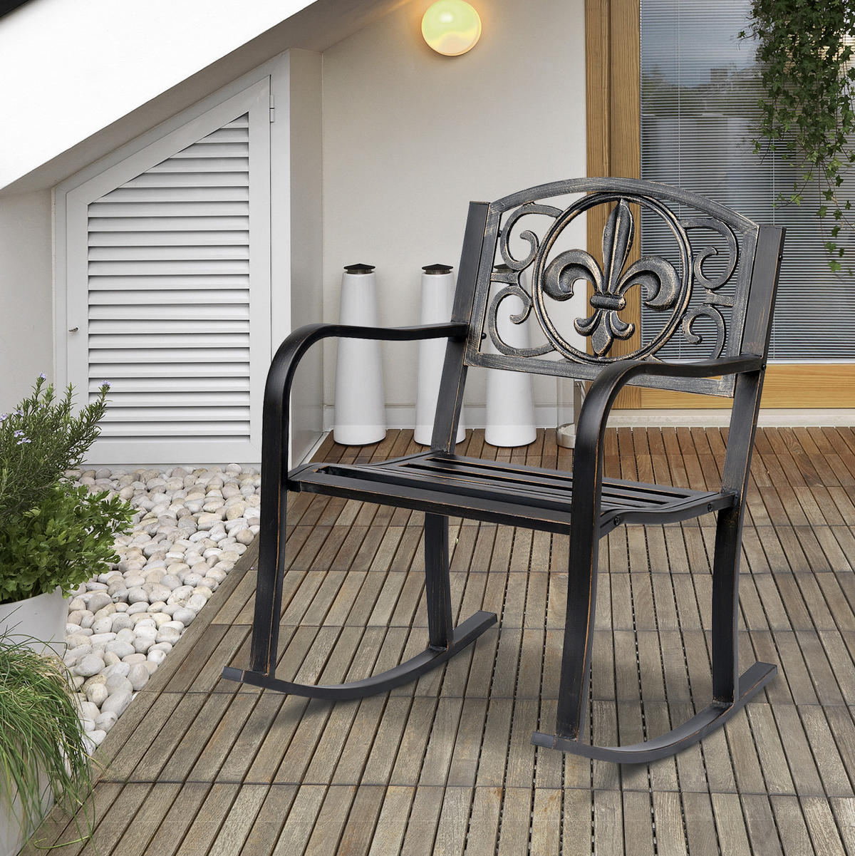 SCHAUKELSTUHL aus Stahl 73x60x85 cm in Bronze im Antik-Look - Bronzefarben, Metall (73/85/60cm) - Modfu