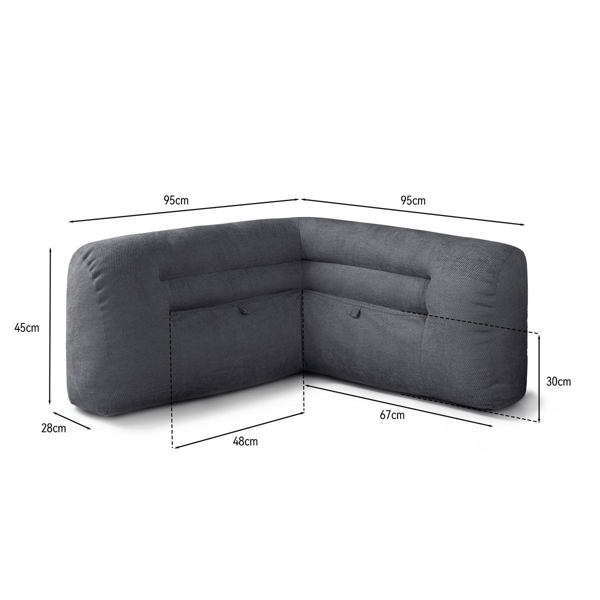 RÜCKENLEHNE Grau, 90cm - Grau, Textil (90/22cm)