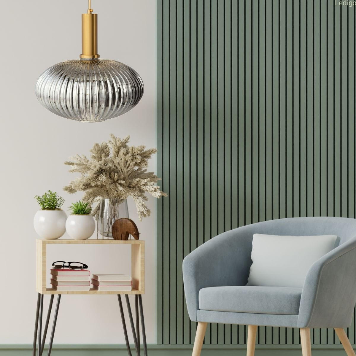 PENDELLEUCHTE Paris - Goldfarben/Grün, Glas/Metall (30/30/125cm) - kiki design