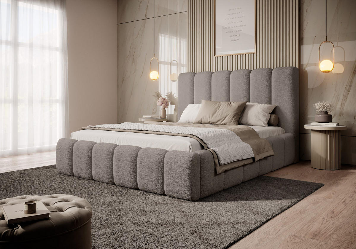 POLSTERBETT mit Bettkasten Calden 180x200 cm, Beige - Beige, Textil (180/200cm) - Fedve