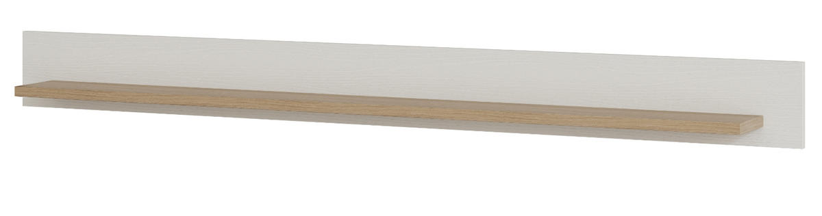 WANDBOARD weiß, Eiche, Wandregal skandinavisch 180 cm, Finnes - Eichefarben/Weiß, Holzwerkstoff/Metall (180/17/17cm) - Furn.Design