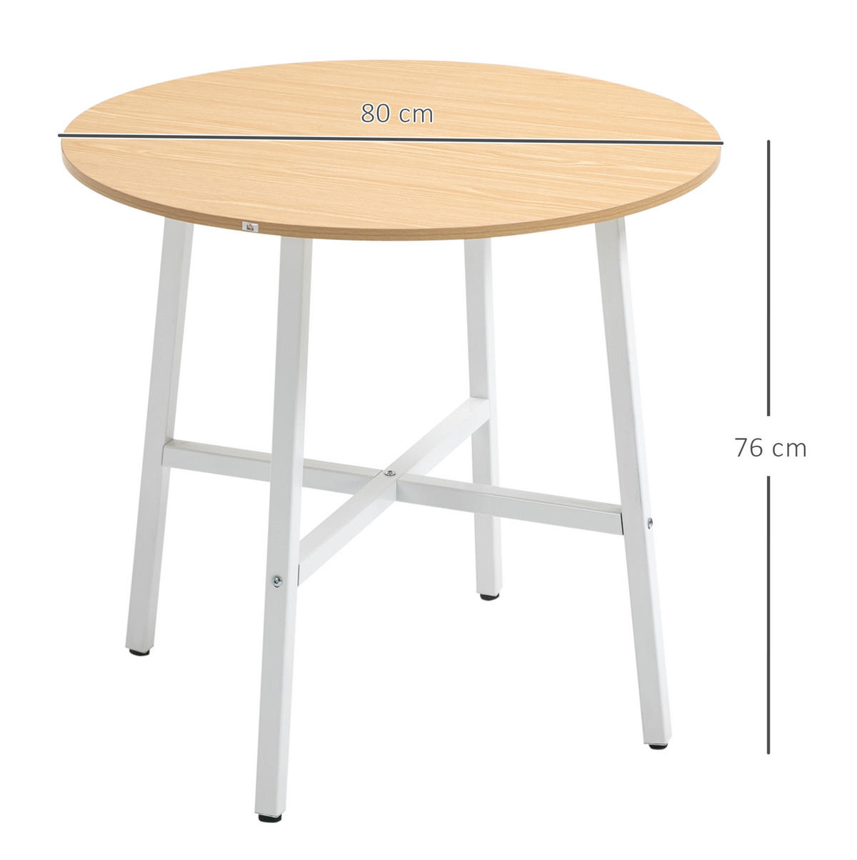 ESSTISCH 80/76 cm in Naturfarbe mit Metallgestell - Braun, Holzwerkstoff (80/80/76cm) - Flora Grace