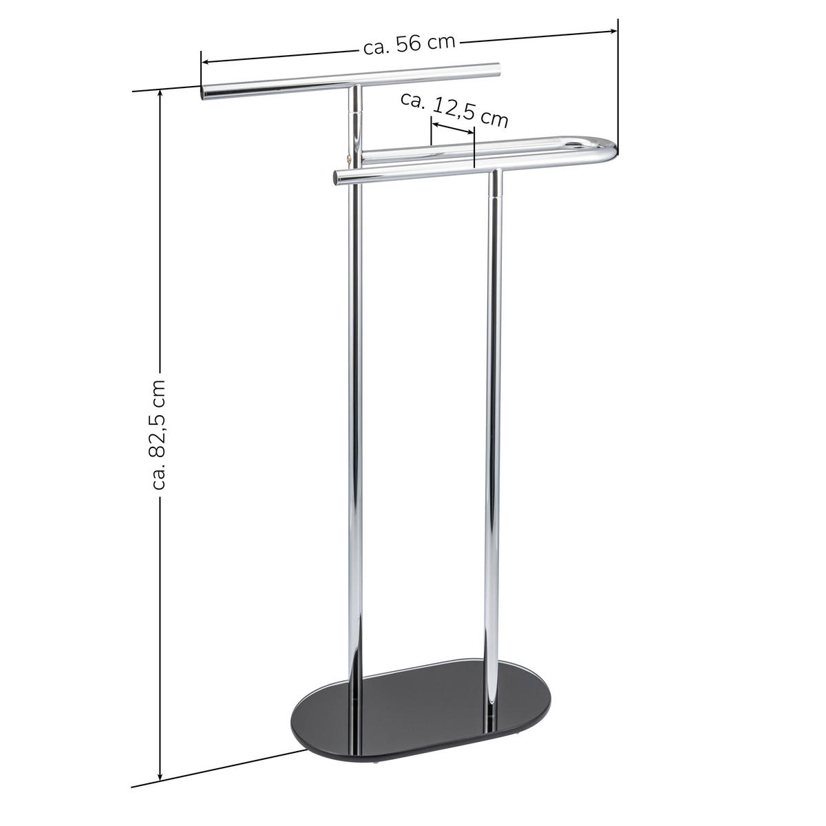 STAND-HANDTUCHHALTER, schwarz - Schwarz, Metall (56/82.5/20cm) - bremermann