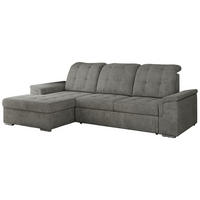 ECKSOFA MADRITO L - Grau Struktur - Links - Silberfarben/Grau, Textil/Metall (160/256cm)