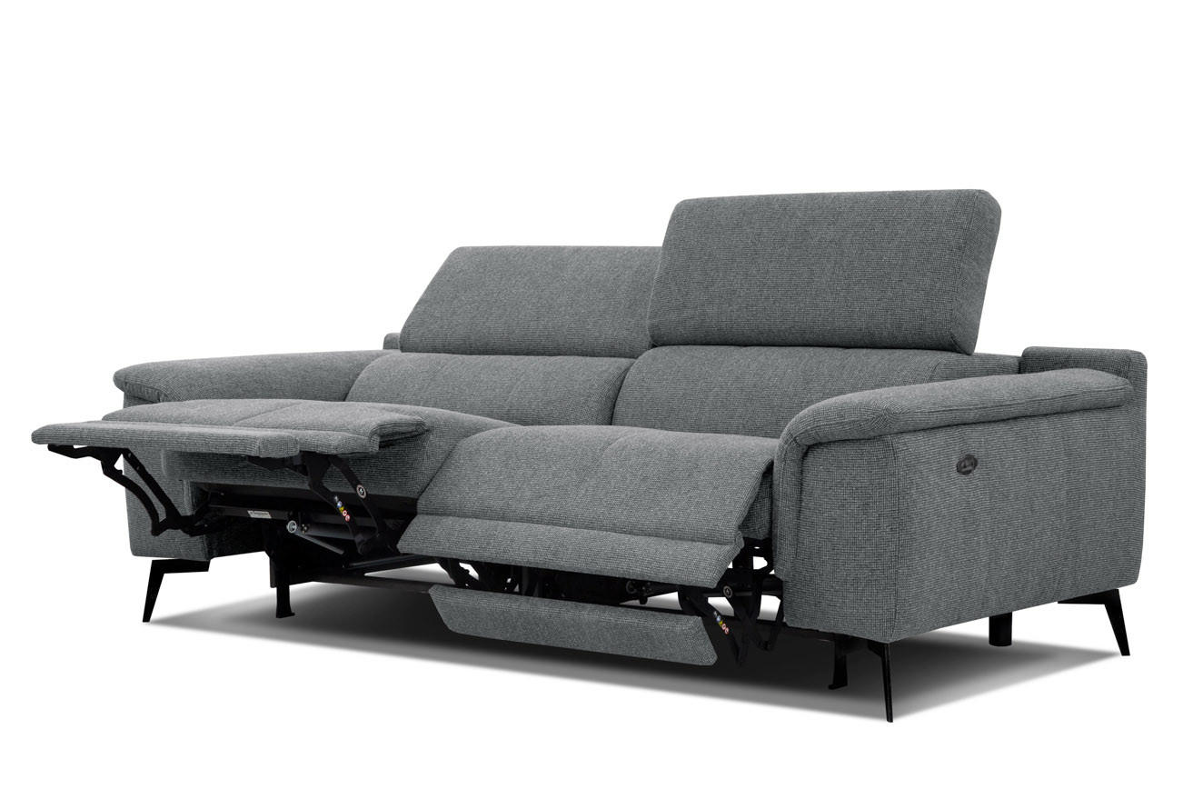 RELAXSOFA FIERO 3-Sitzer mit 2 Relaxfunktionen, grau - Schwarz/Grau, Holzwerkstoff/Textil (212/82/103cm) - Courtois Laville