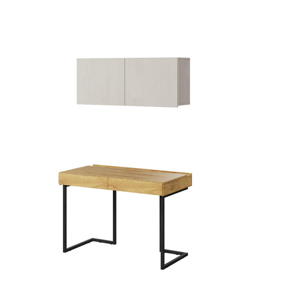 Meblini Kinderzimmer-Set Kaschmir, Eiche, Schwarz 110x193x61 cm