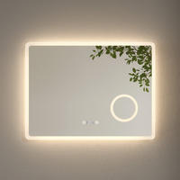 BADSPIEGEL mit Anti-Beschlag Beleuchtung mit Integriertem Schminkspiegel 80/60 cm - Weiß, Glas (60/3.5/80cm) - EMKE