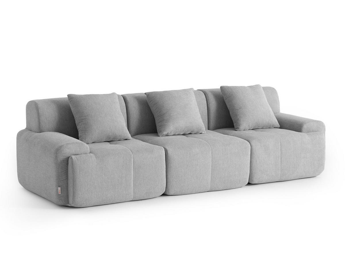 3-SITZER-SOFA Bouclé-Stoff Mineralgrau - Grau, Textil (260/73/95cm) - MILYsofa