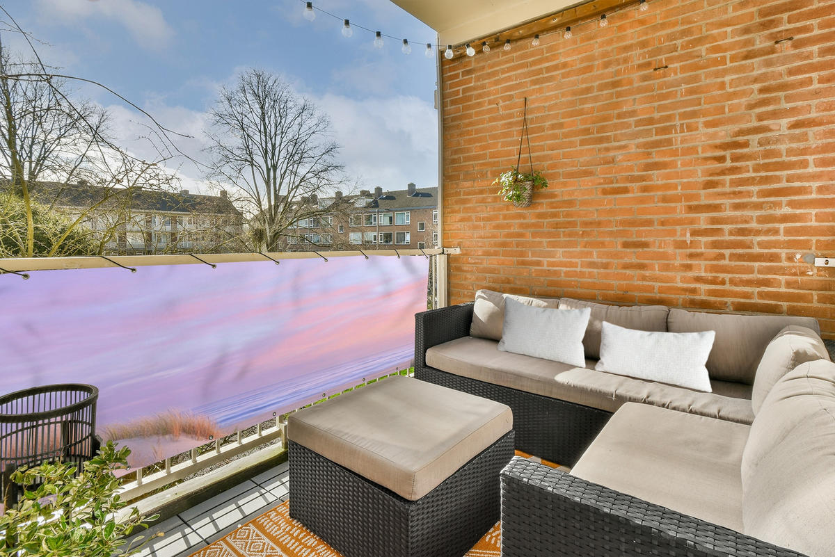 BALKON-SICHTSCHUTZ Leuchtturm - Dünen - Sonnenuntergang 300x95 cm - Hellrosa, Kunststoff (300/95cm) - MuchoWow