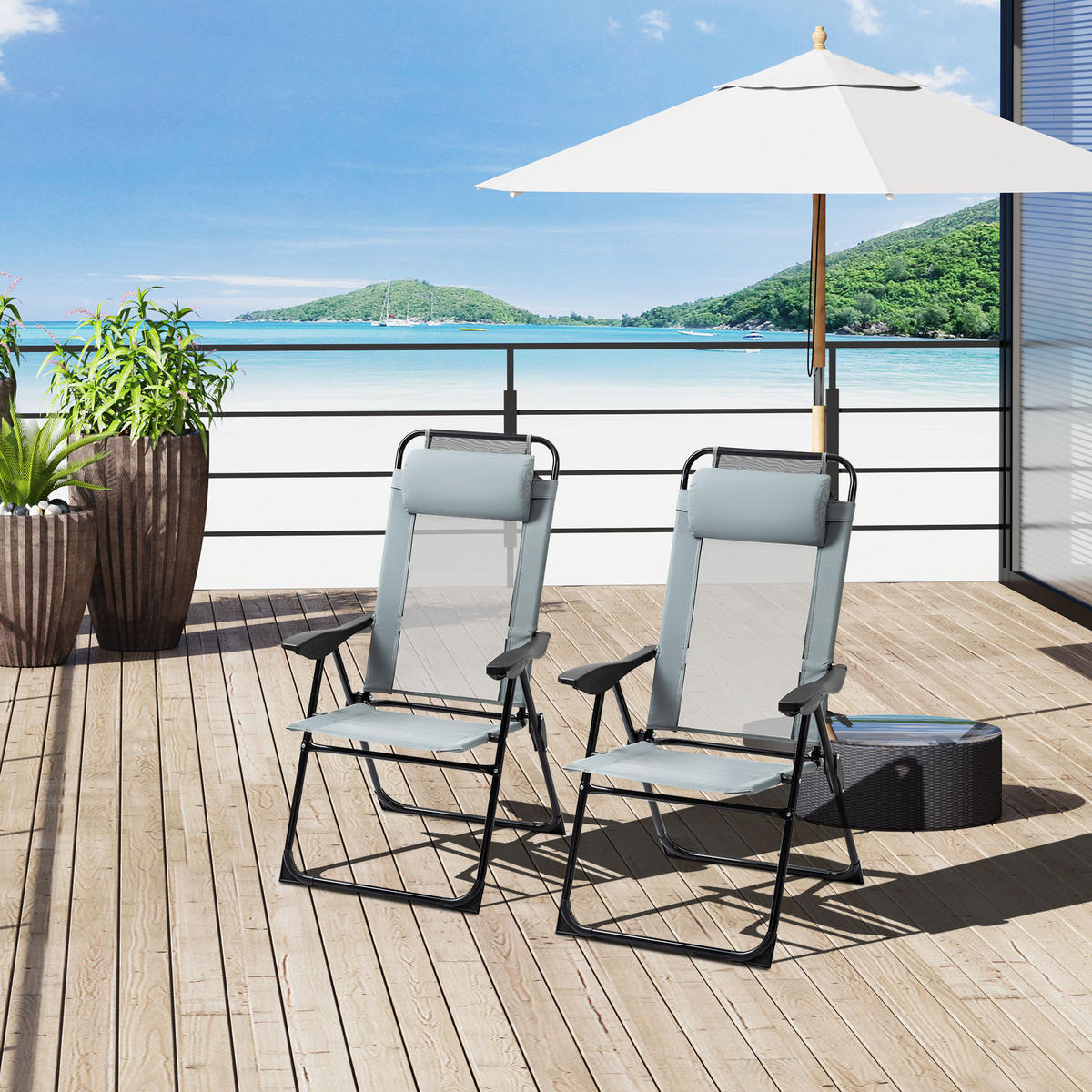KLAPPSTUHL 2er-Set Grau 62.0/70.0/109.0 cm - Grau, Metall (70/109/62cm)