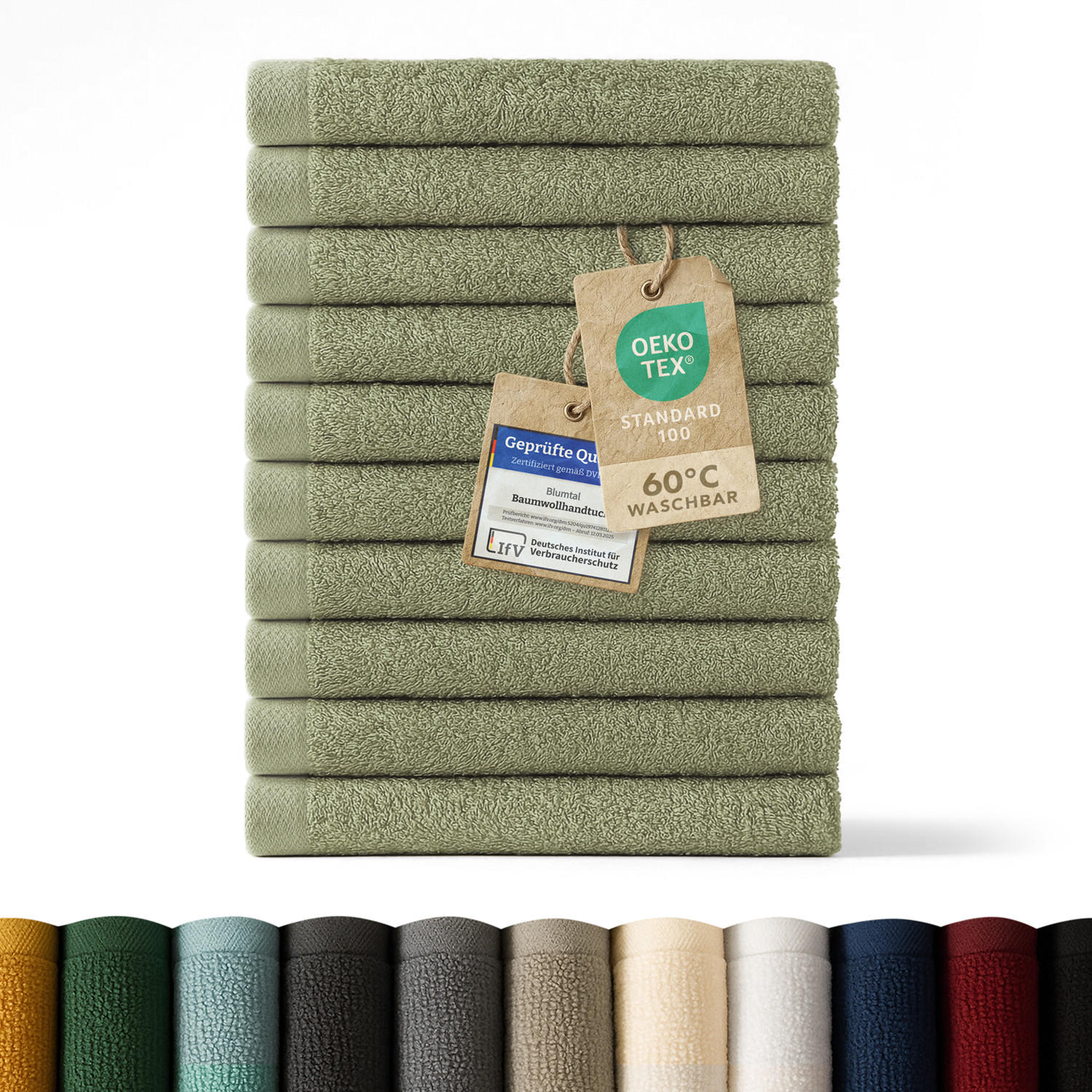 Blumtal RUČNÍK PRO HOSTY sada 10 ks, 10x ručník pro hosty 30/30 cm, světle zelená