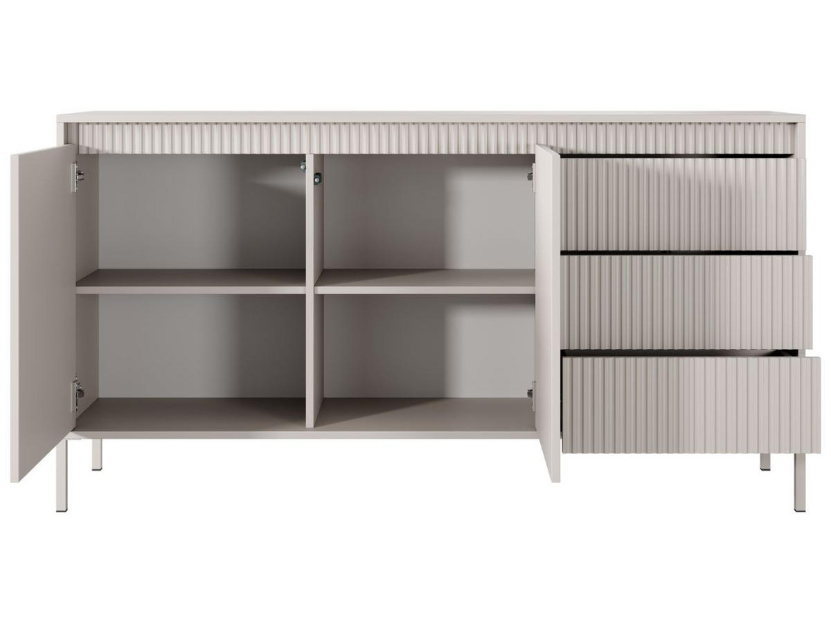 KOMMODE Beige 154/82/40 cm Sorano - Beige, Naturmaterialen/Metall (154/82/40cm) - Graingold