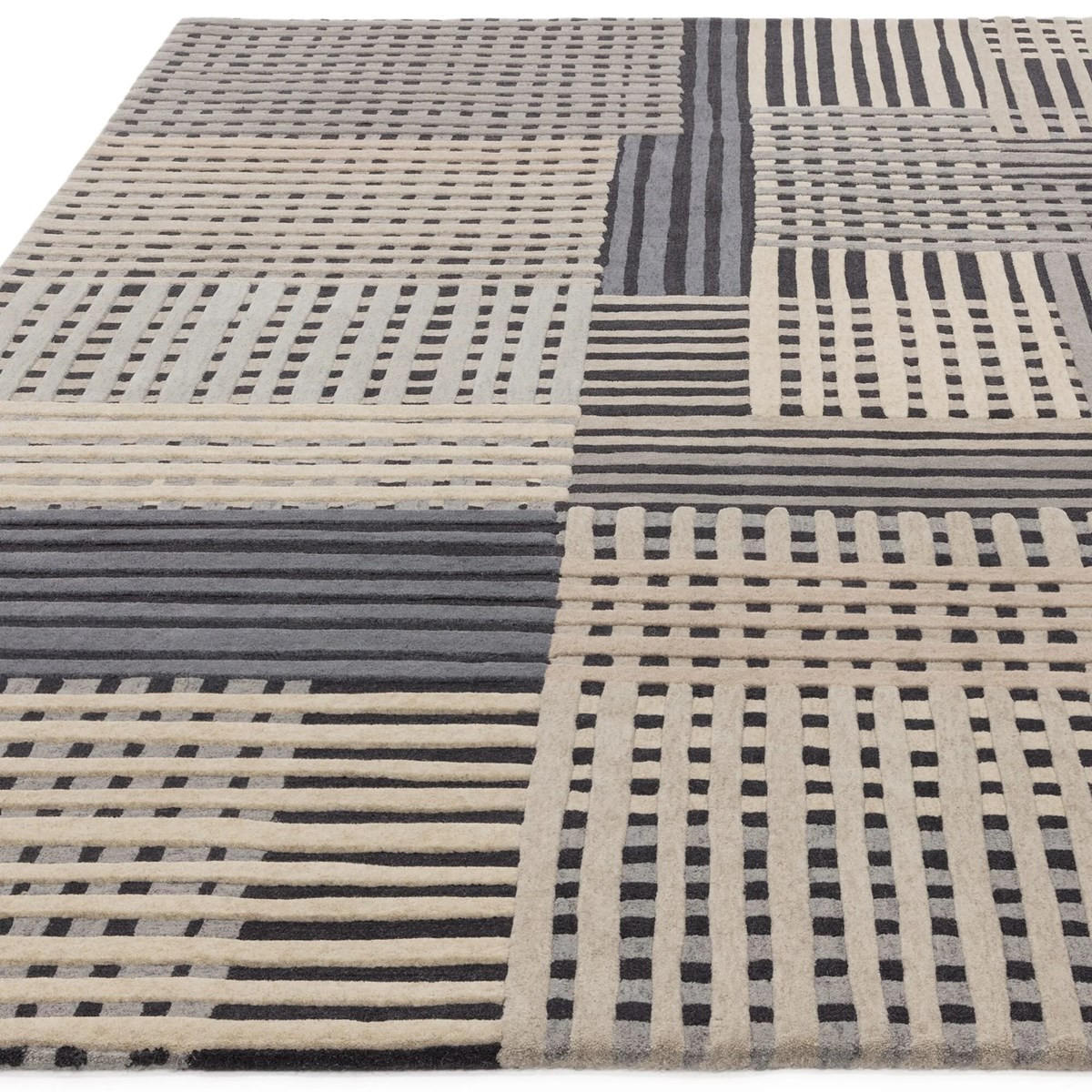 TEPPICH Moderner aus Wolle für Wohn- und Schlafzimmer FACET Grau 160 x 230 cm - Grau, Naturmaterialien (160/230cm) - Novatrend