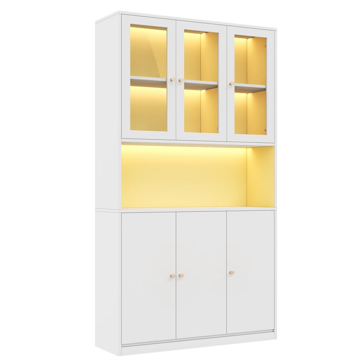 HIGHBOARD 100/200/35 cm Weiß aus MDF mit LED-Beleuchtung - Weiß, Holzwerkstoff (35/200/100cm) - OKMYHOME