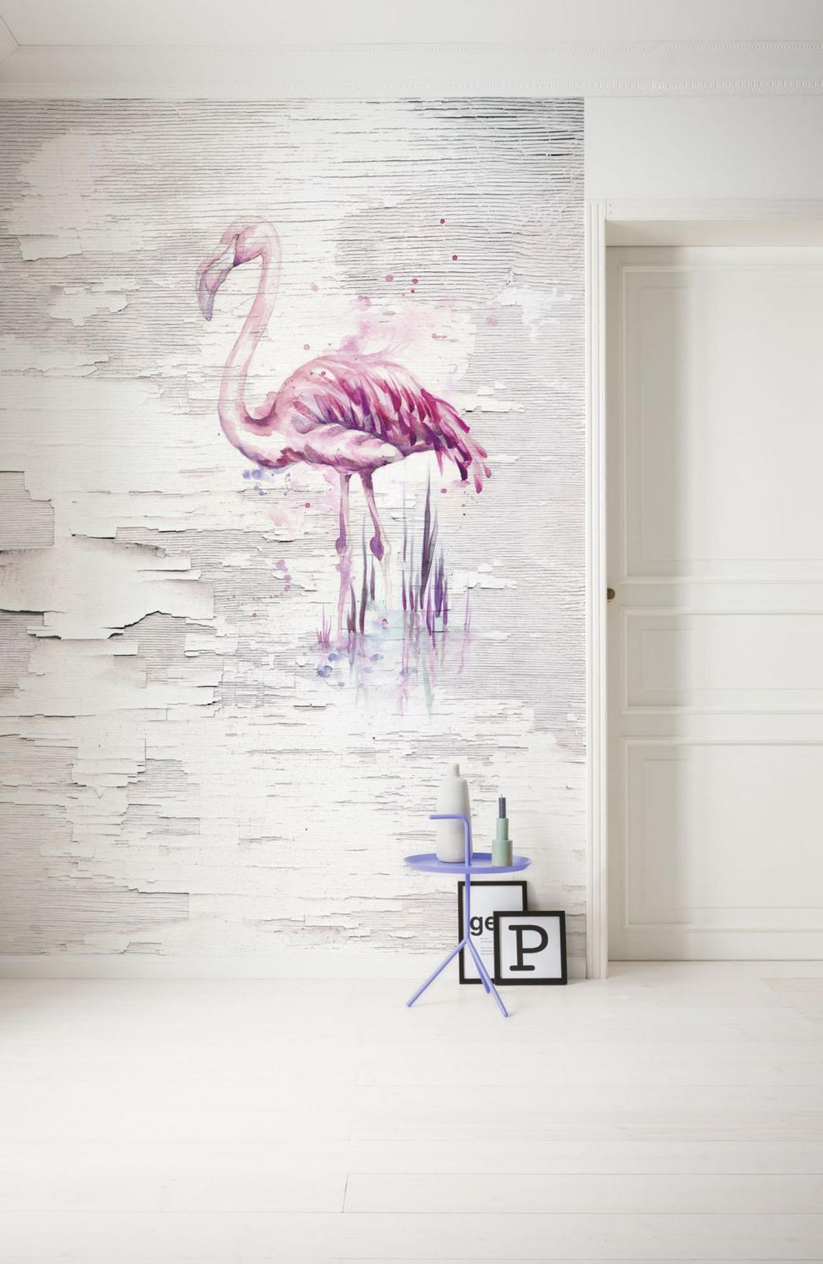 FOTOTAPETE Flamingos 200 x 250 cm - Weiß, Papier (200/250cm) - Sanders & Sanders