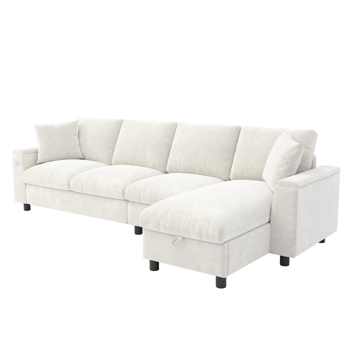 ECKSOFA 280/137/84 cm Beige aus Chenille mit Schlaffunktion und Stauraum - Beige, Textil (137/280cm) - OKWISH