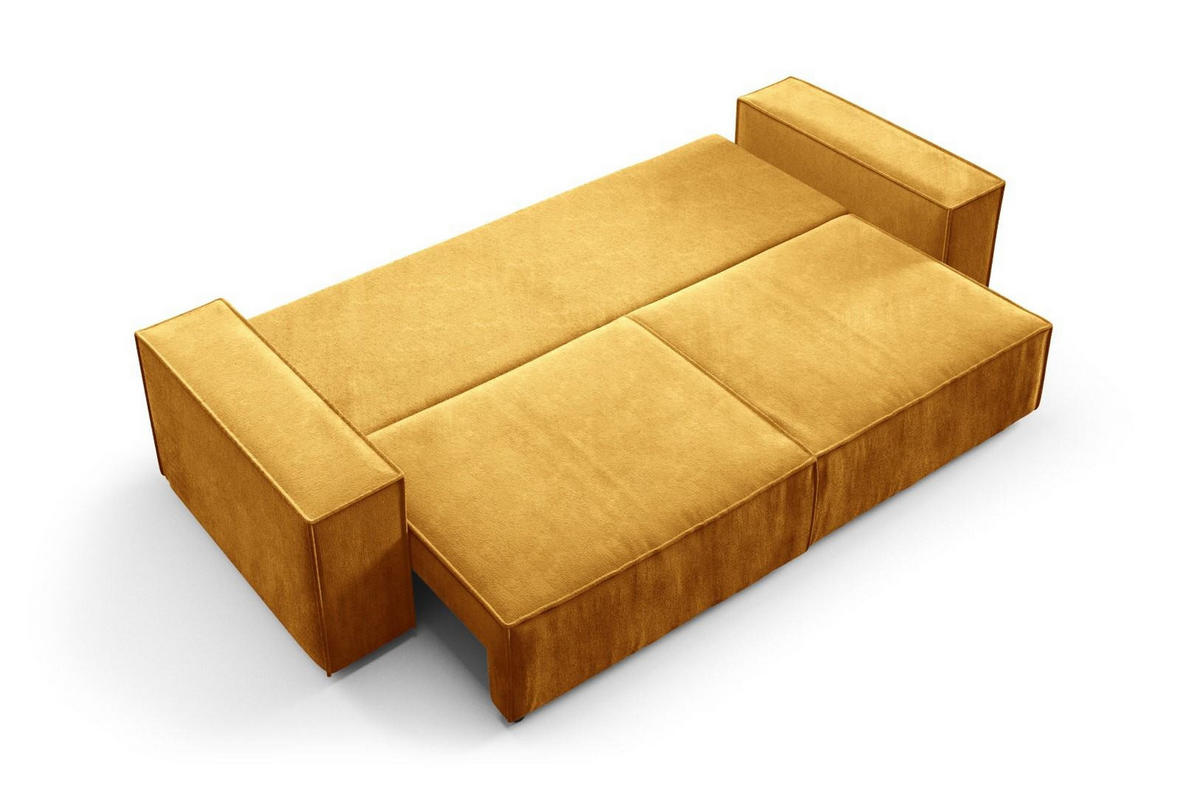SCHLAFSOFA mit Bettkasten Gelb - Gelb, Textil (255/88/102cm) - Furnisell