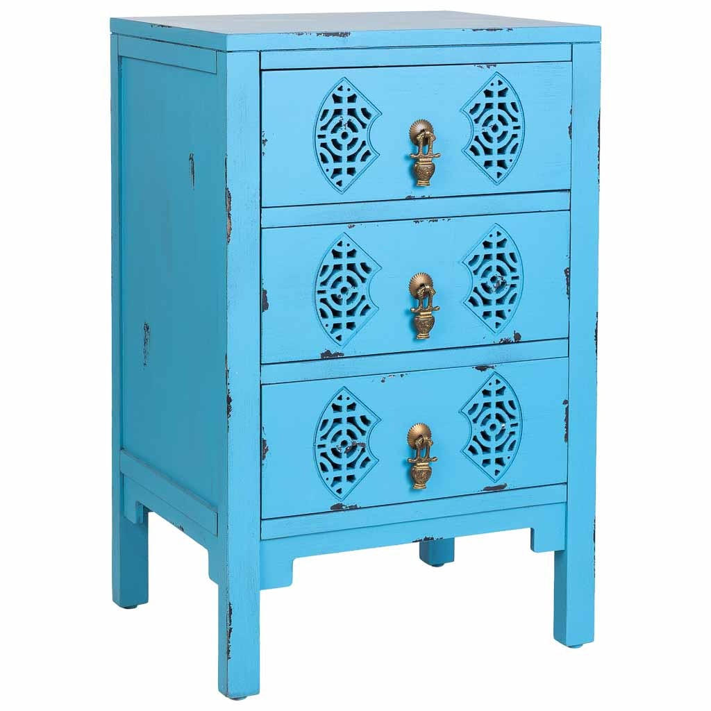 NACHTTISCH aus Holz, blau, 45x36x70cm - Blau, Holz (45/70/36cm) - Wanderlust