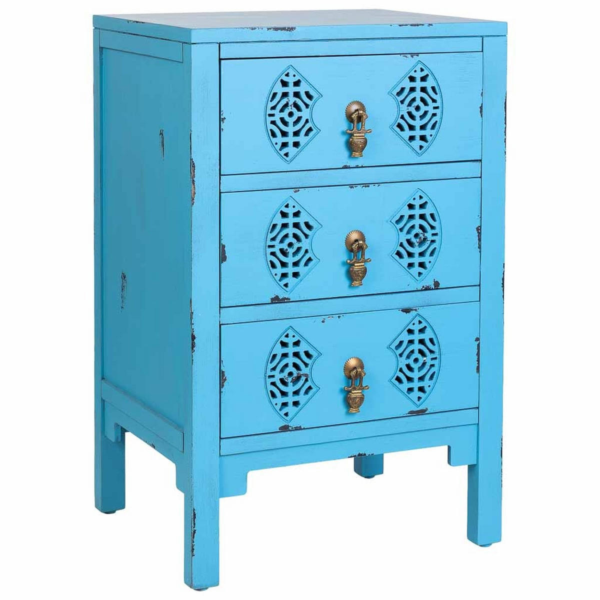 NACHTTISCH aus Holz, blau, 45x36x70cm - Blau, Holz (45/70/36cm) - Wanderlust