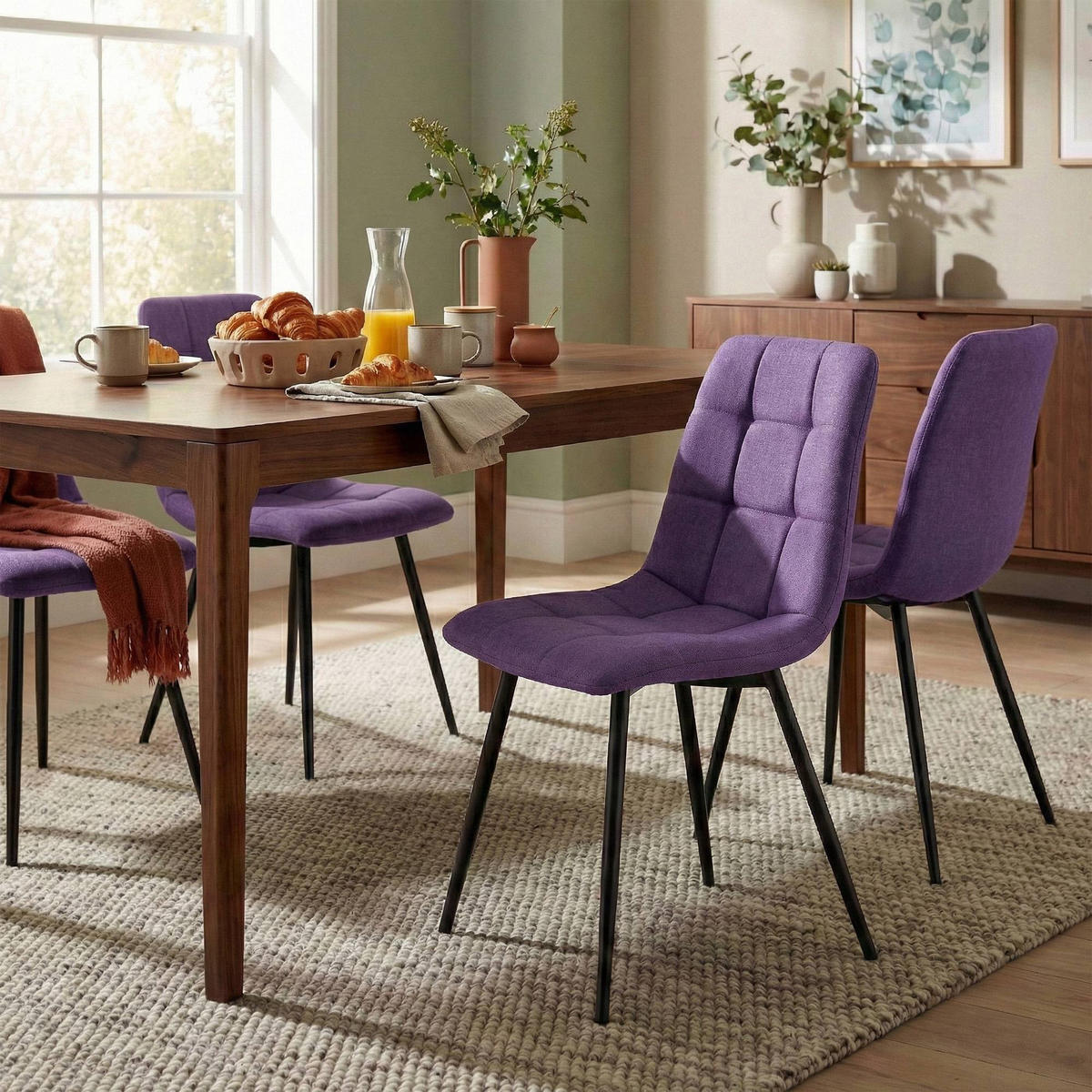 STUHL Stoff Lila - Lila/Schwarz, Textil/Metall (45/84/55cm) - CLP