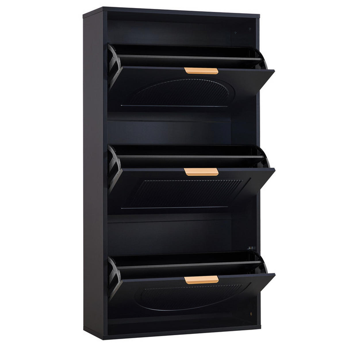 KIPPBARER Schuhschrank mit 3 Klappen Schwarz 60x24x114 cm - Schwarz, Holzwerkstoff (24/114/60cm) - Fuleadture