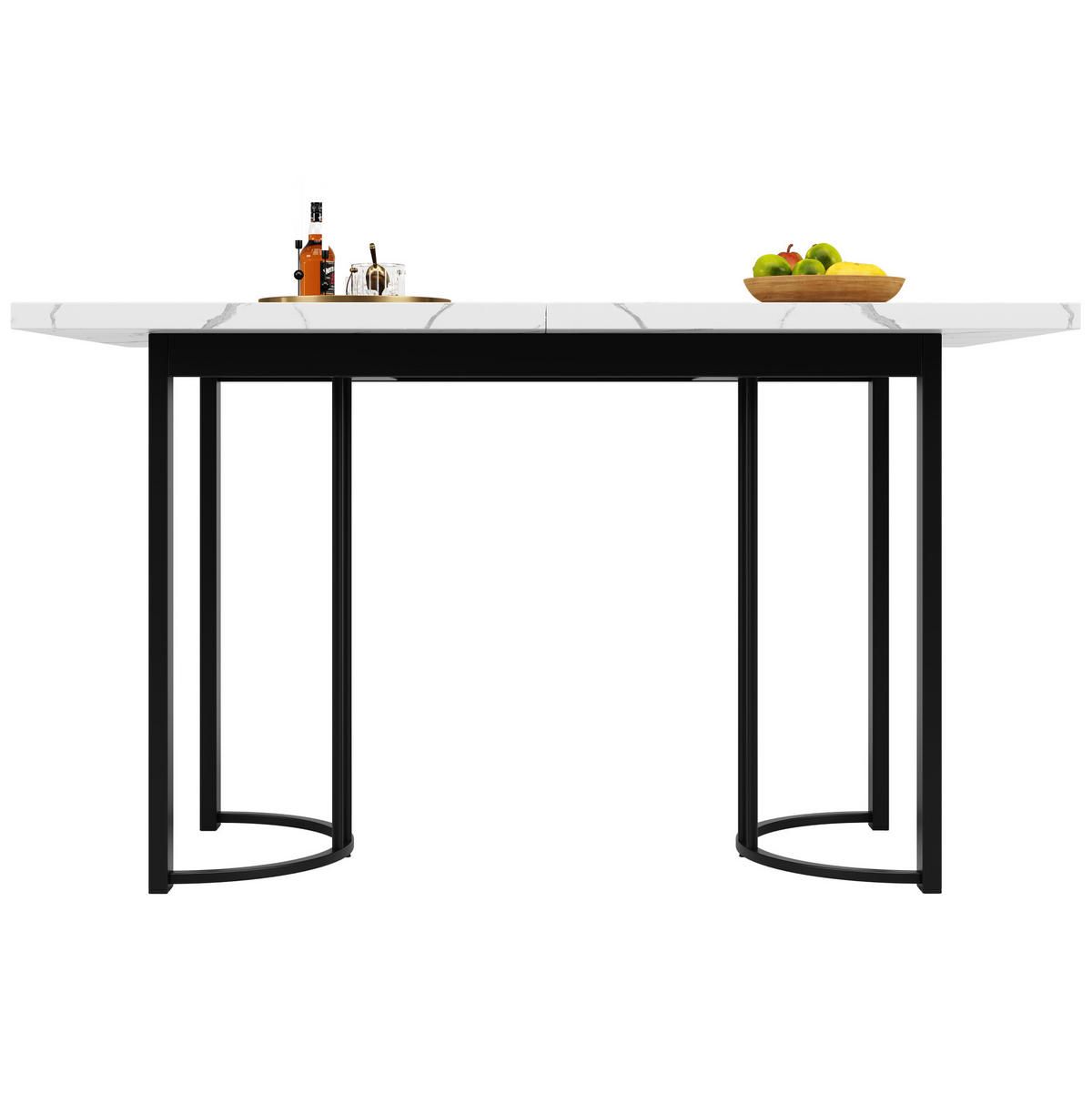 JÍDELNÍ stůl 140-179,5/80/75,5 cm černá/bílá z MDF a kovu rozkládací - bílá, kompozitní dřevo (140/80/75.5cm) - OKWISH