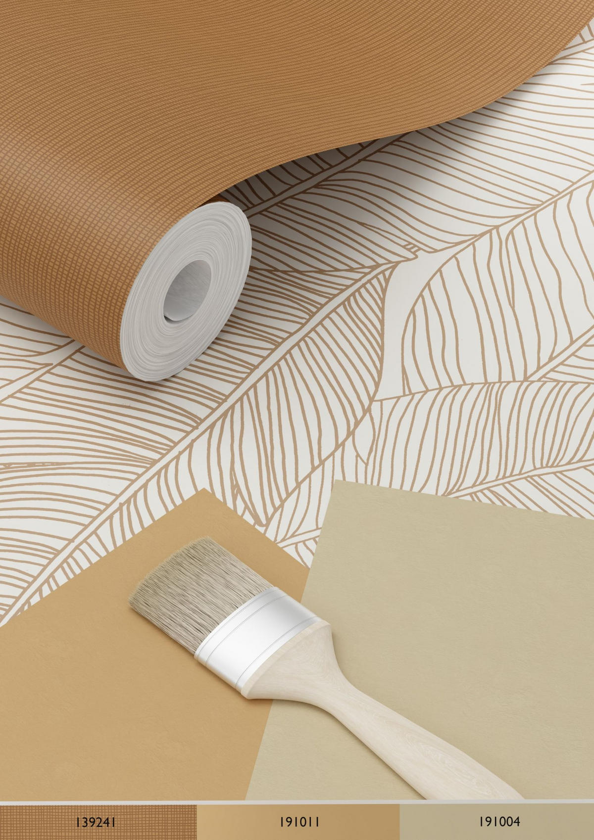 TAPETE gezeichnete Blätter 53 cm x 10.05 m - Beige, Papier (53/1000cm) - ESTAhome