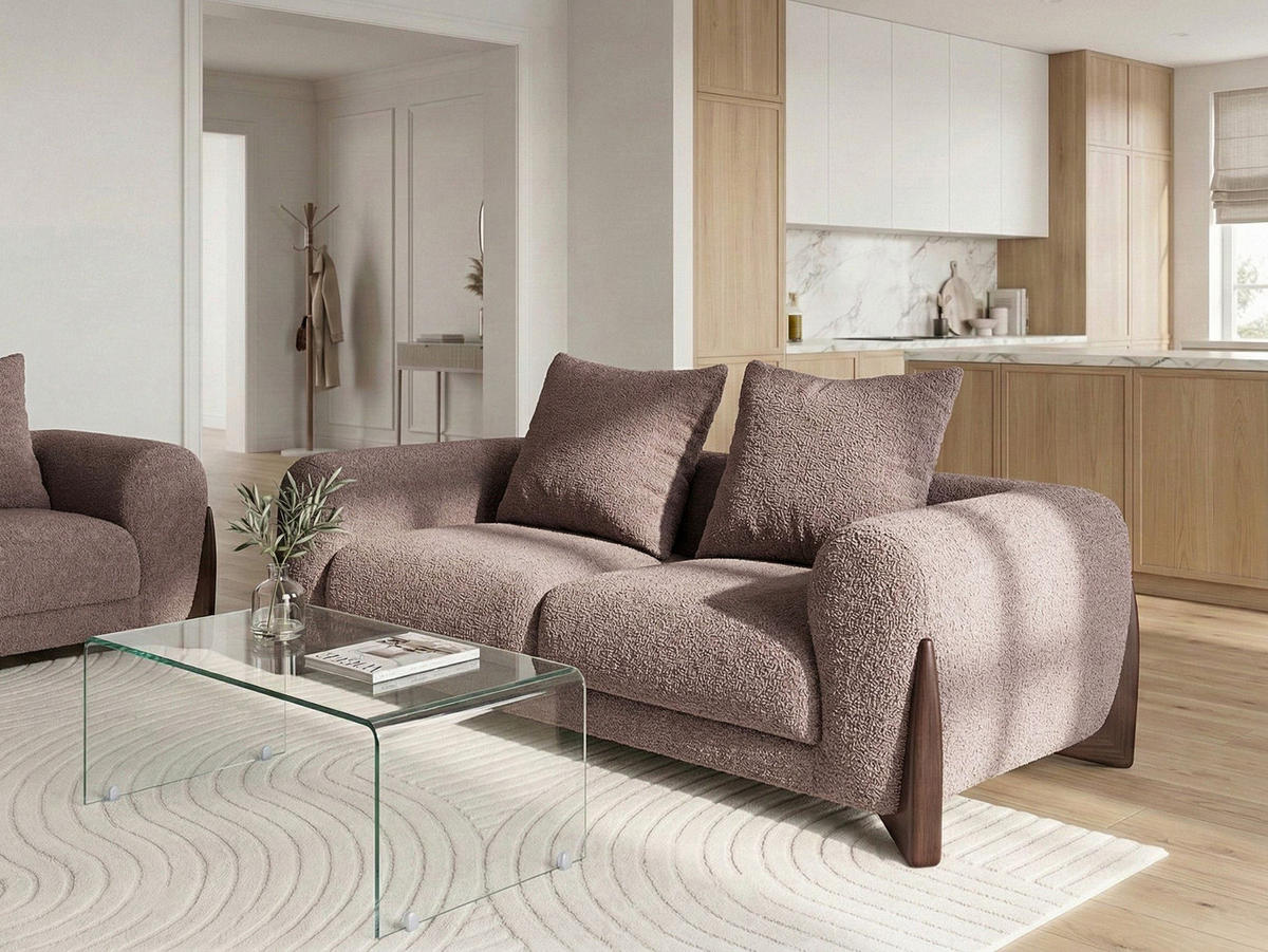2-SITZER-SOFA Bouclé Braun Vinliden - Braun, Textil (180/62/87cm) - Beliani