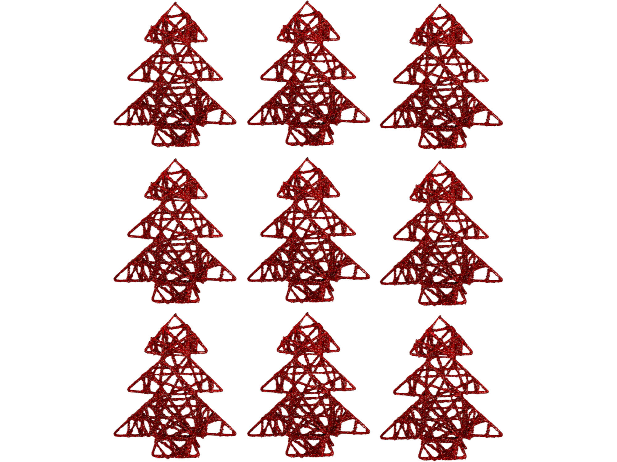 WEIHNACHTSORNAMENTE 9er-Set Bäumchen rot 10 cm - Rot, Textil/Metall (10/10/10cm) - LAALU
