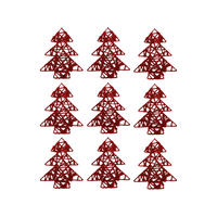 WEIHNACHTSORNAMENTE 9er-Set Bäumchen rot 10 cm - Rot, Textil/Metall (10/10/10cm) - LAALU