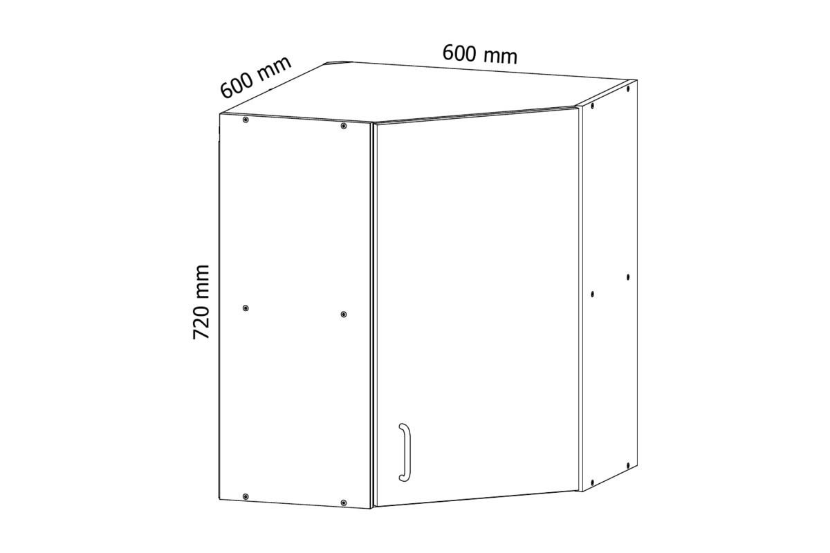 ECKHÄNGESCHRANK G60N – Sycylia Weiß – Diagonale Front – Weiß / Creme - Creme/Weiß, Holzwerkstoff (60/72/60cm) - ROYAL24_MARKT