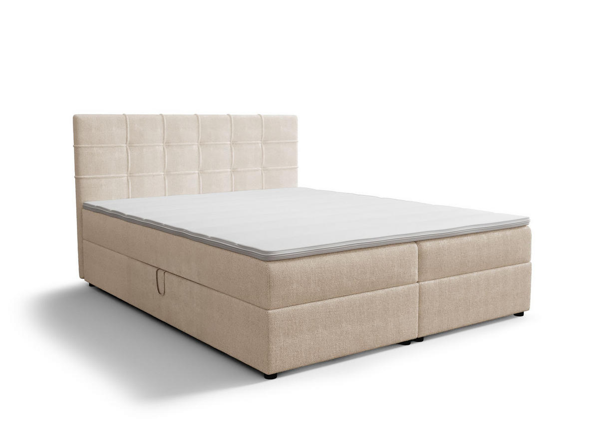 BOXBETT KIDA mit Matratze H3, Bonell und Topper 160x200 Curio 09 - Ecru, Textil (160/200cm) - Bedante