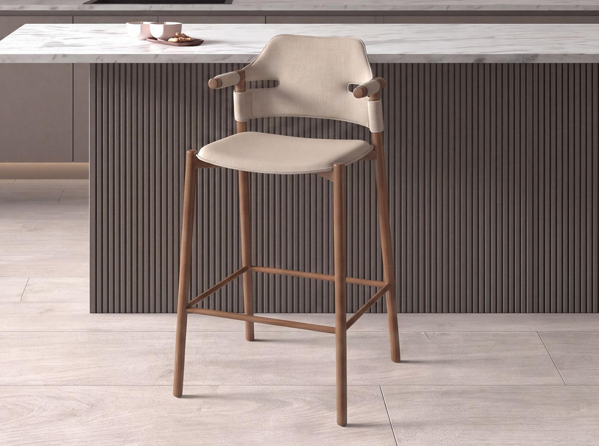 BARHOCKER Hocker aus regeneriertem Leder in Sandfarbe 53/48/104 cm - Sandfarben/Gelb, Leder/Holzwerkstoff (53/104/48cm) - ANGEL CERDA