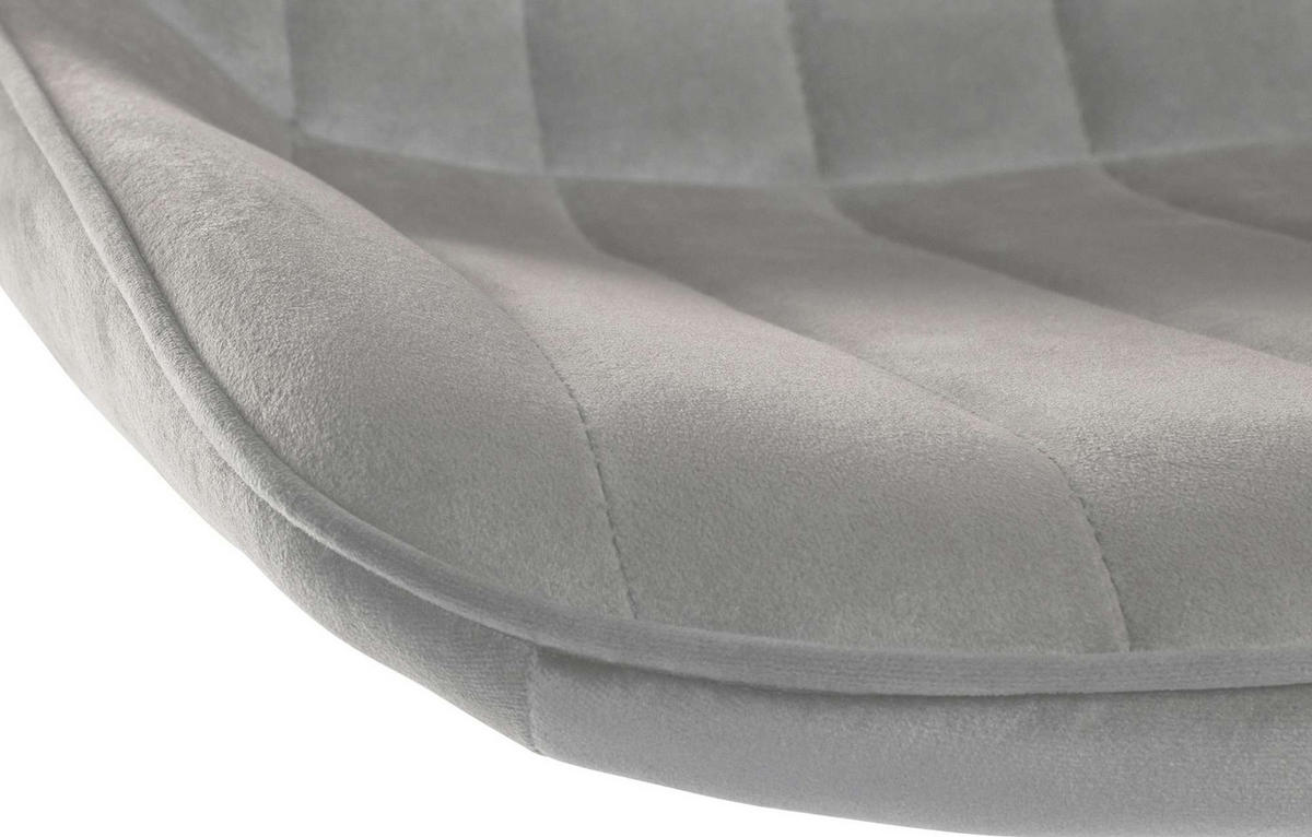 BARHOCKER Tolor Samt chrom grau - Chromfarben/Grau, Textil/Metall (49.5/112/50cm) - TPFLiving