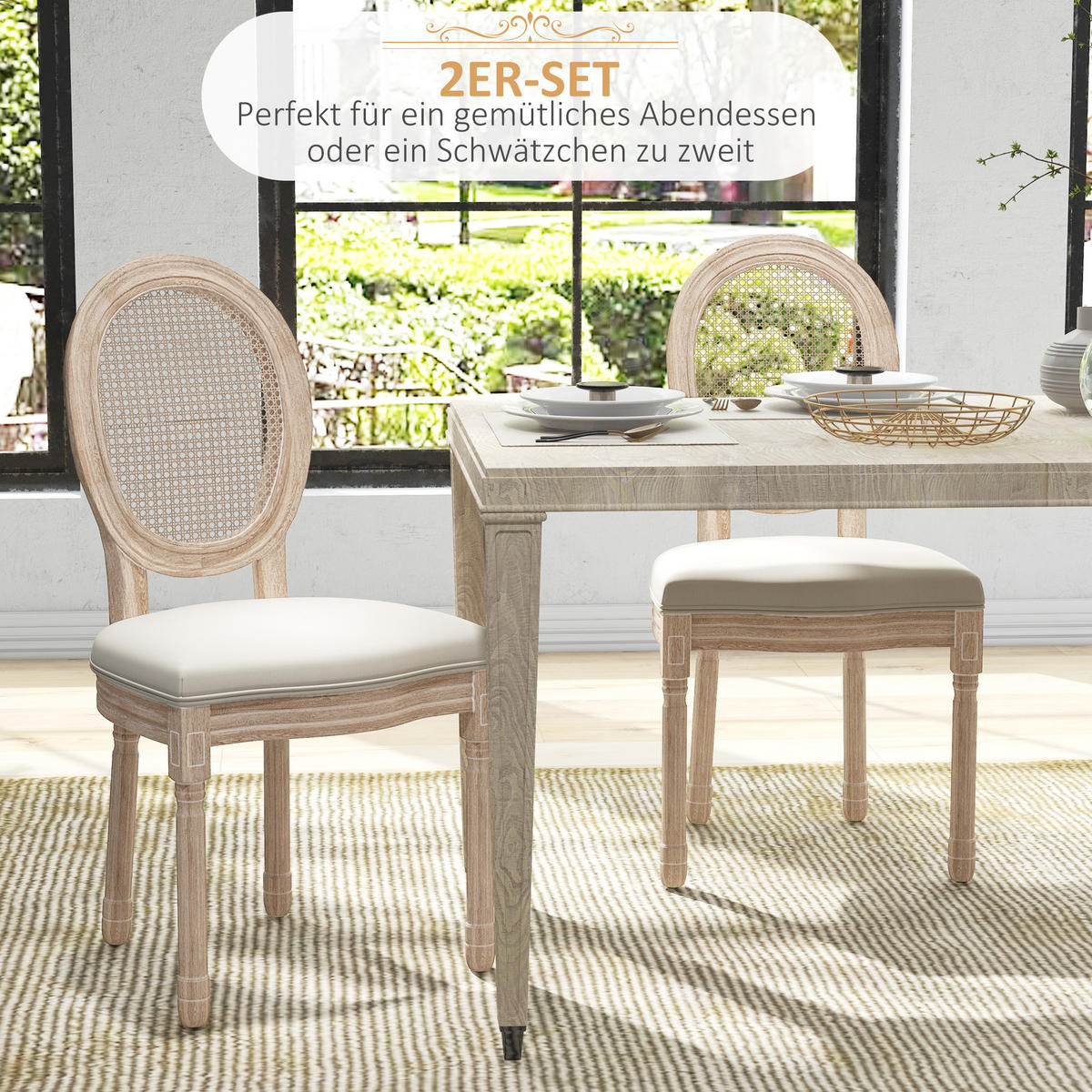 ESSZIMMERSTÜHLE, Polyester, Cremeweiß - Creme, Kunststoff (48/96/57cm) - HOMCOM