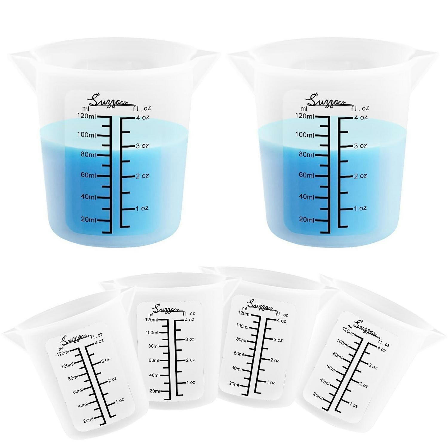 MESSBECHER 6-teiliges Set Silikon 120 ml mit Doppelskala - Transparent, Kunststoff (0.12L)