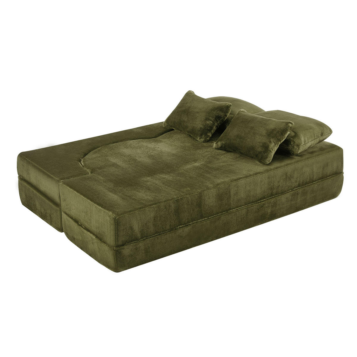 SCHLAFSOFA DE-35000 mit 4 Kissen und Klappfunktion Grün - Grün, Textil (60/76/198cm) - ComfortXL