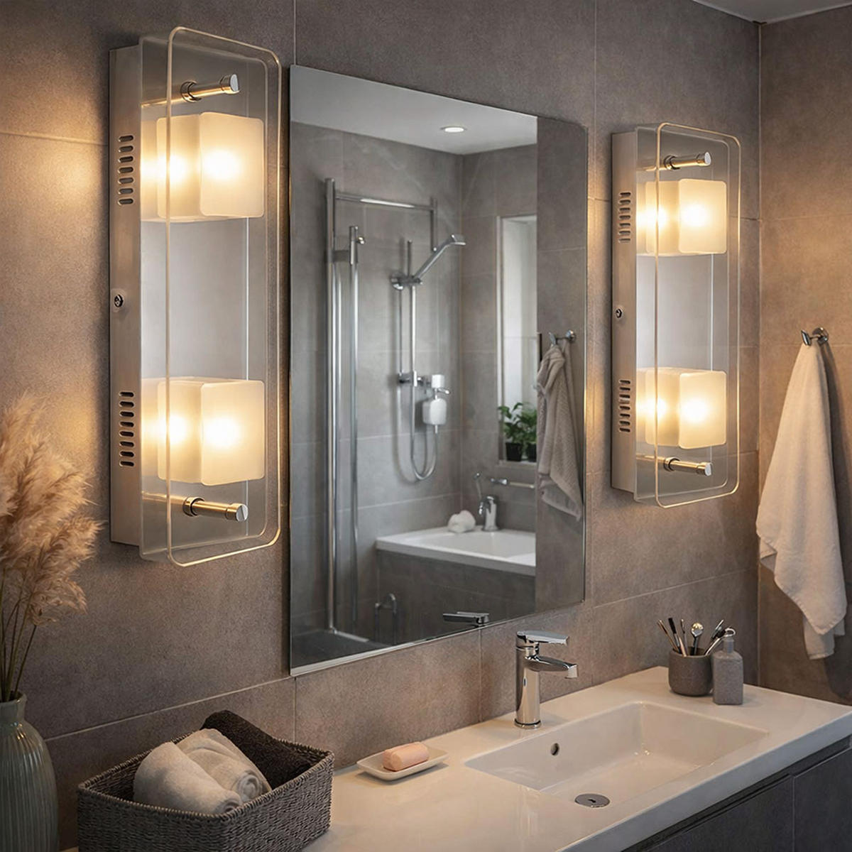 LED WANDLEUCHTE Metall Chrom Silber - Silberfarben, Glas (12/6.2/28cm) - Globo Lighting