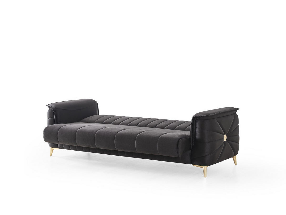 SITZGARNITUR Osorno, Schwarz Stellvariante 3+2 - Schwarz, Holzwerkstoff/Kunststoff (240/80/100cm)