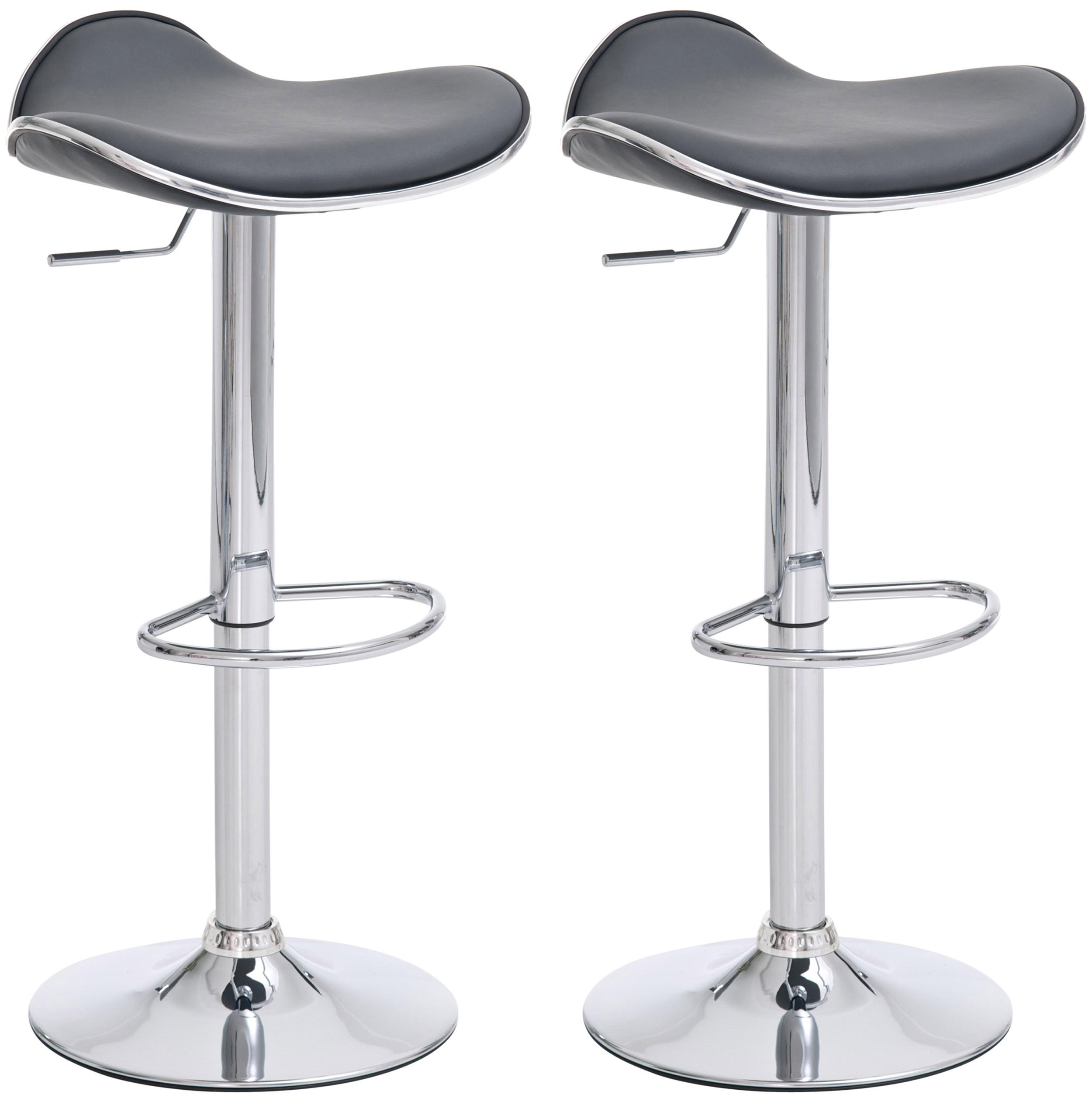 BARHOCKER 2er Set Lederlook Grau - Chromfarben/Grau, Textil/Metall (45/71/45cm) - CLP