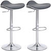 BARHOCKER 2er Set Lederlook Grau - Chromfarben/Grau, Textil/Metall (45/71/45cm) - CLP