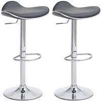 BARHOCKER 2er Set Lederlook Grau - Chromfarben/Grau, Textil/Metall (45/71/45cm) - CLP